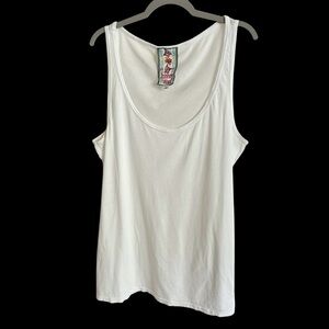 Johnny Was size Medium White Scoop Neck Knit Tank Top Cotton Modal Layering